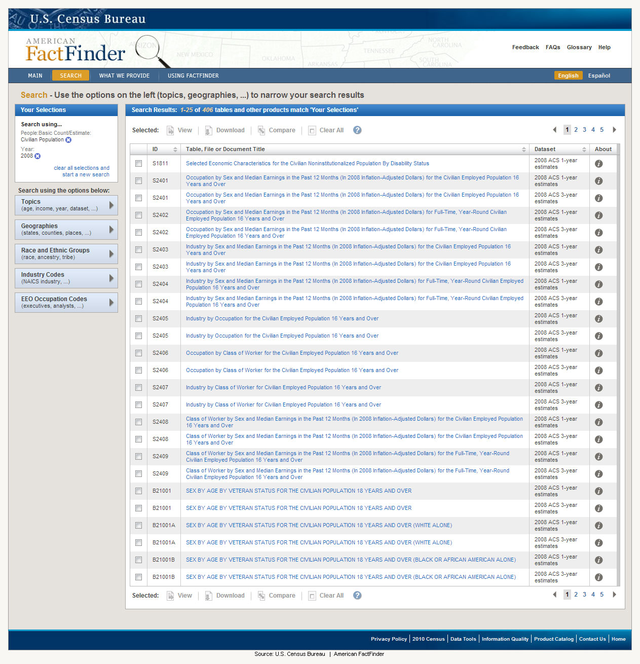 American FactFinder Search Page